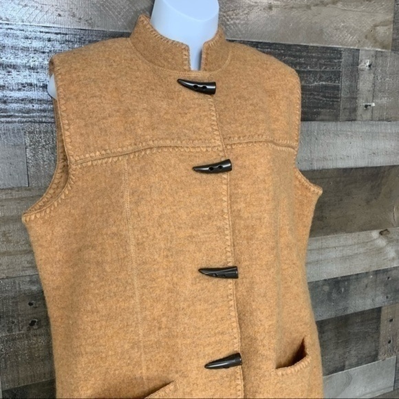 Ruby Rd. Camel 100% Wool Vest Toggle Button Size L - Picture 2 of 11
